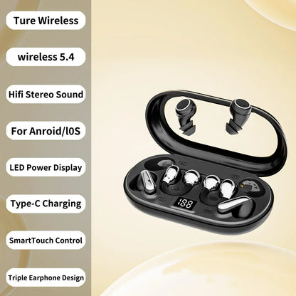 TWS Ear-Clip Headset with ANC, ENC & Flashlight