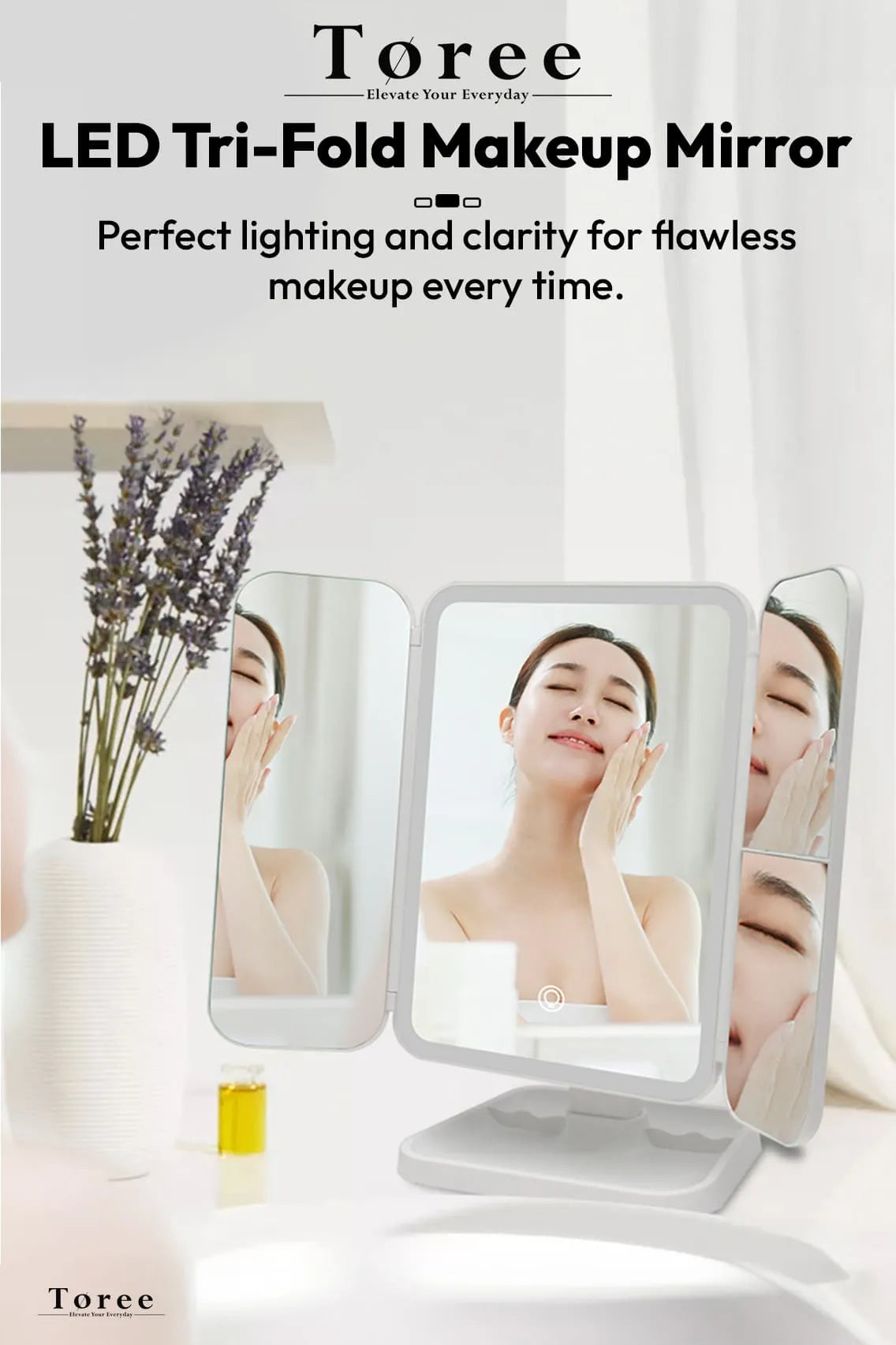 3 Folds Lighted Makeup Mirror