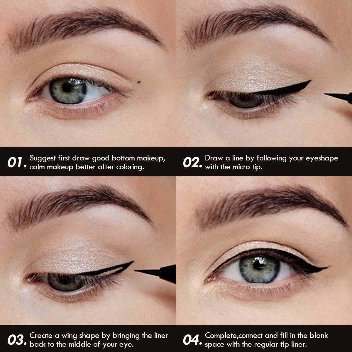 5PCS/Set Smooth Liquid Eyeliner Pen, Waterproof, Long-lasting Makeup, Black, Ultra-fine Pen Tip,Create A Charming Eye Makeup