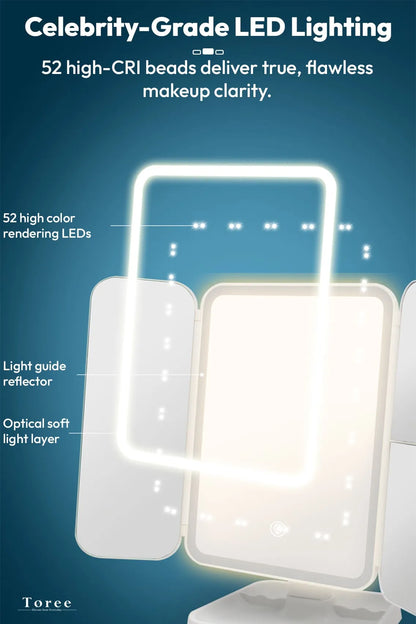 3 Folds Lighted Makeup Mirror