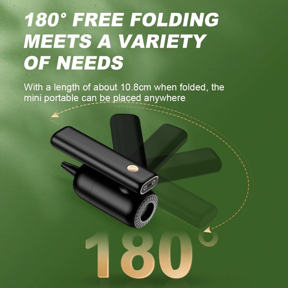 180° Inflator Foldable Suction Portable Air Duster with LED Light