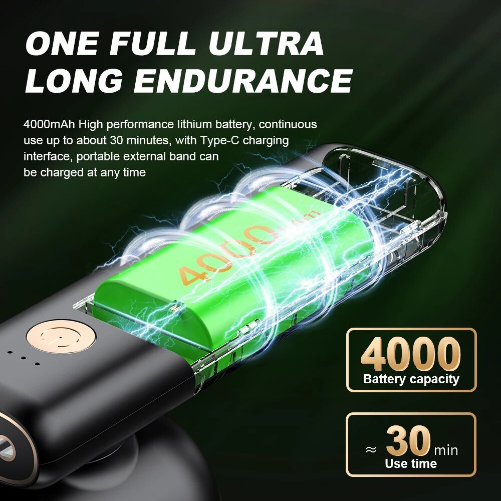 180° Inflator Foldable Suction Portable Air Duster with LED Light