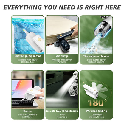 180° Inflator Foldable Suction Portable Air Duster with LED Light